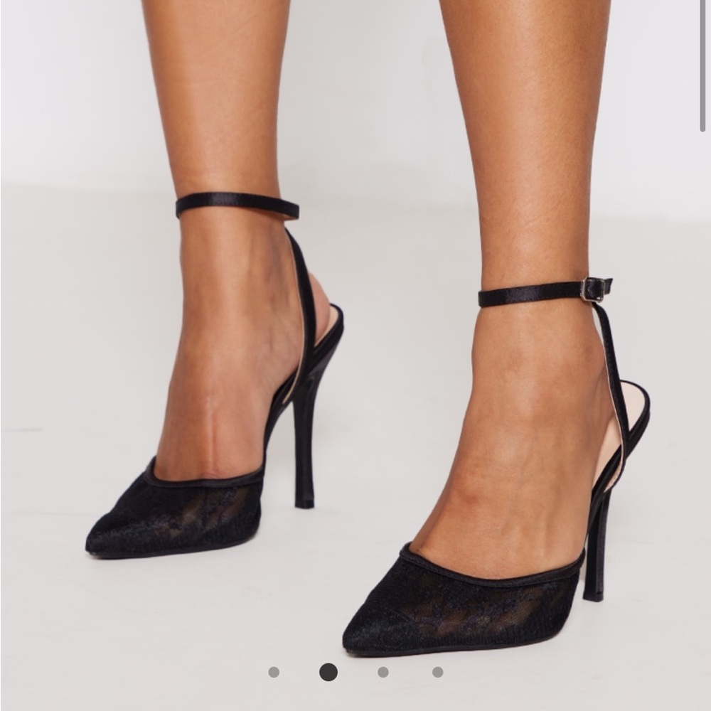 Black Lace Point Toe Heels